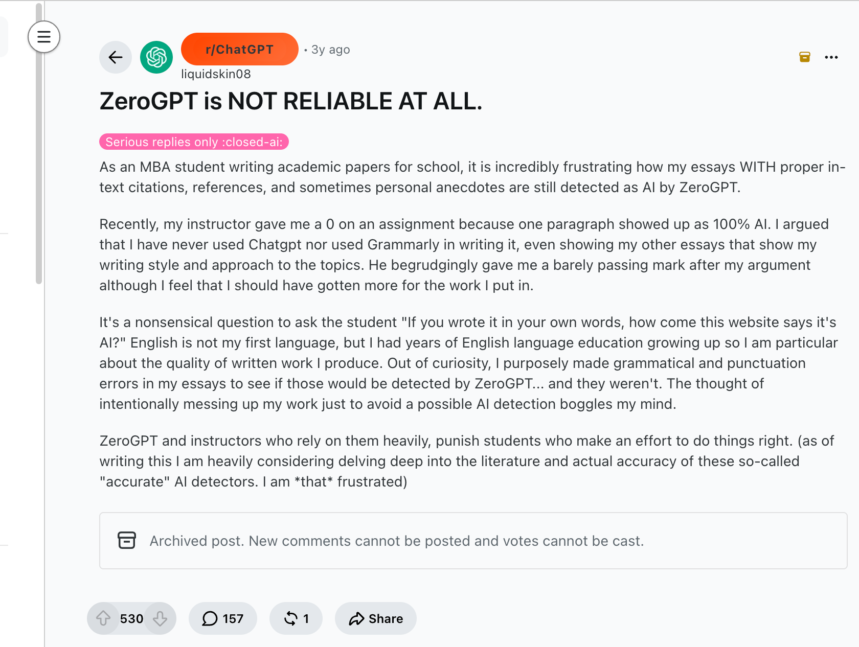 Is ZeroGPT accurate? Reddit users focus on false accusations