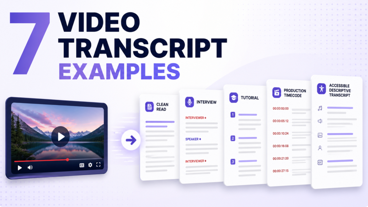 7 Video Transcript Examples: Formats, Templates, and Best Practices